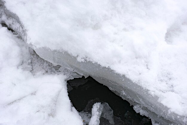 Éclats de glace d'hiver sur le lac.