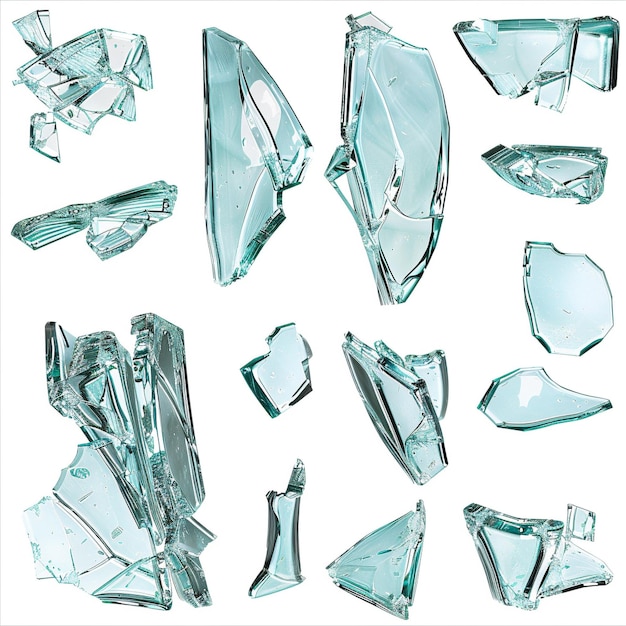 Des éclats de verre brisés Des morceaux de verre brisé isolés Arrière-plan transparent