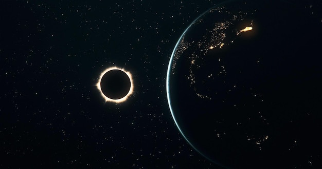 Une éclipse solaire avec le soleil au milieu