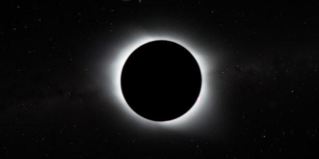 L'éclipse solaire totale, vue depuis l'espace avec des étoiles de fond de galaxie, large bannière. éléments de cette image fournis par la nasa