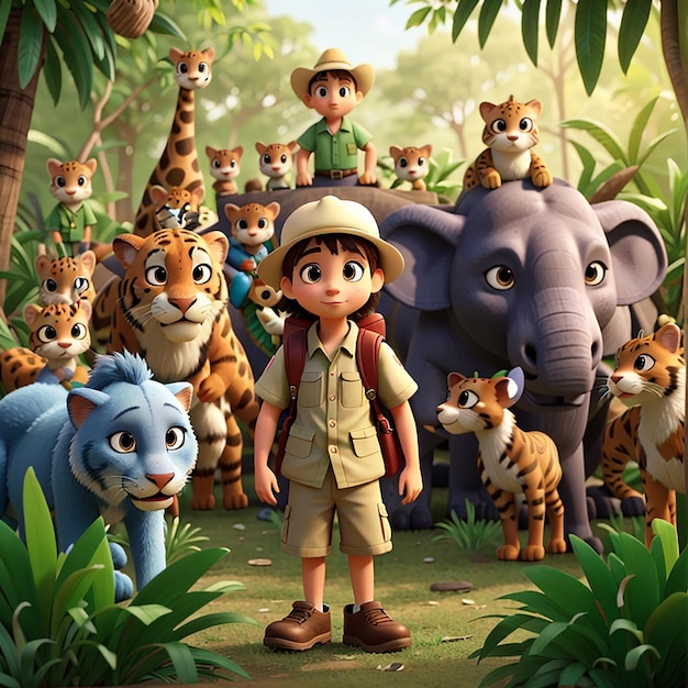 L'école d'animaux du safari dans la jungle
