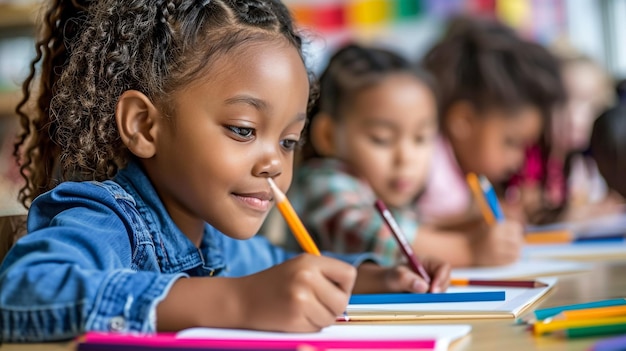 Photo l'école est en train d'écrire