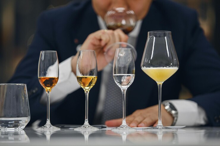 Photo ecole de sommellerie etudier sommelier en dégustation à l'aveugle
