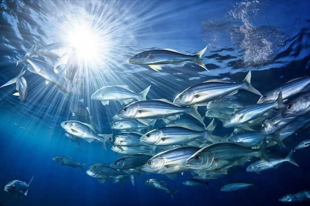 Photo une école symphonique sous-marine enchanteuse de braises méditerranéennes au soleil en sicile