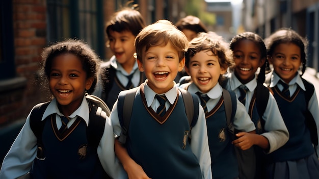 Les écoliers retournent à la classe des élèves de l'école