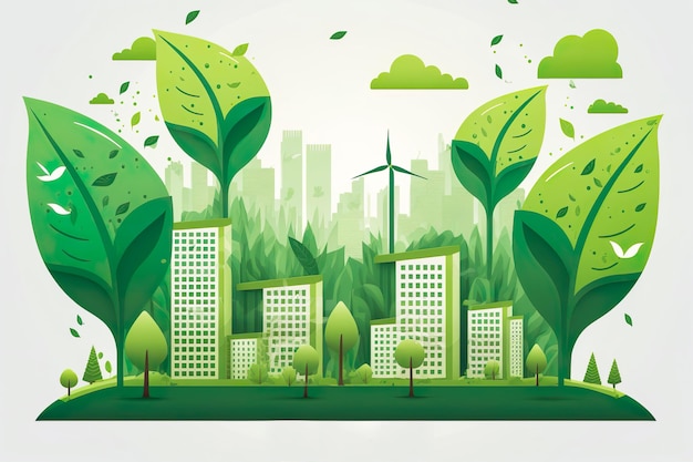 Écologie Les villes vertes aident le monde et respectueux de l'environnement sur la ressource de conservation de l'environnement ville verte durable sauver le monde Generative Ai