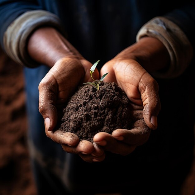 écologiste de vie durable main tenant la terre sèche