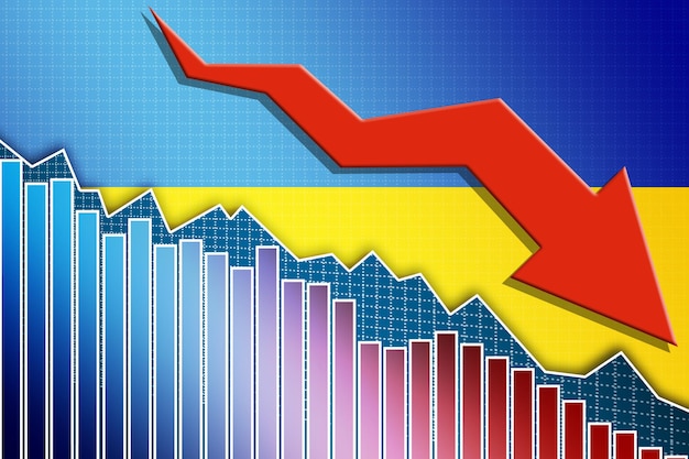 L'économie de l'Ukraine s'effondre avec la flèche et le drapeau