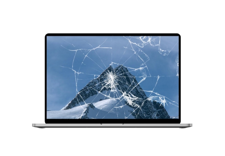 Photo écran cassé de l'ordinateur portable 3d écran cassé du macbook laptop écran fissuré