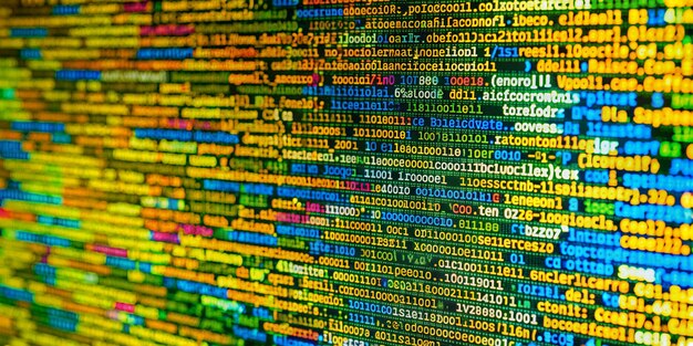 Écran de codage du code source Écran d'abstraction du code de programmation Développeur de logiciels Scripts informatiques