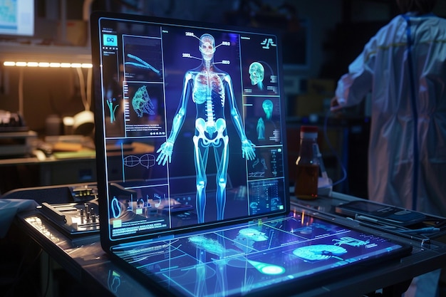 Un écran médical holographique pour le diagnostic de l'AI générative de patie