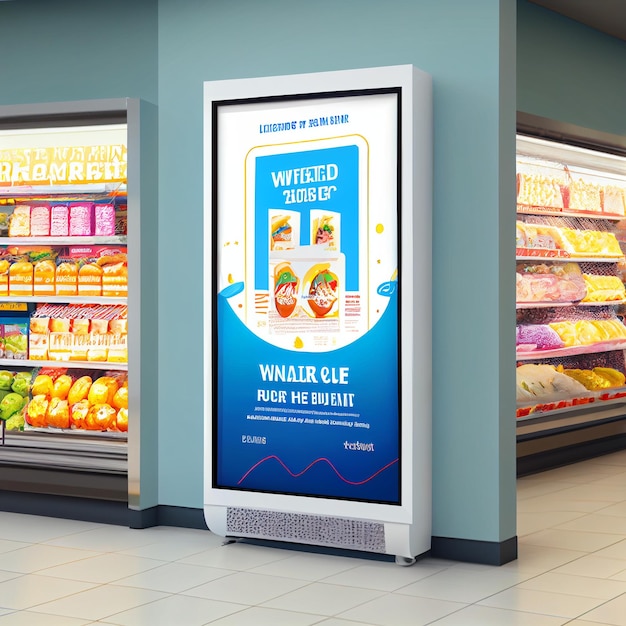 Photo Écran numérique de modèle de cadre d'affiche vierge pour supermarché