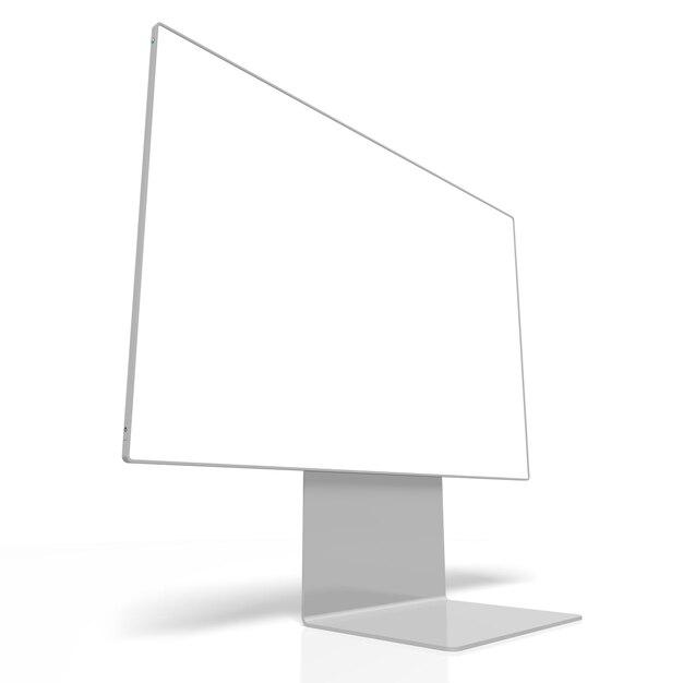 Écran d'ordinateur avec écran vide sur fond blanc illustration 3D