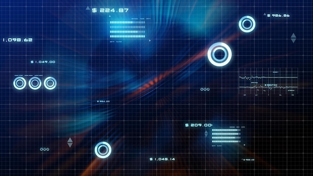 Écran d'ordinateur futuriste interface HUD de technologie de science analytique de données volumineuses