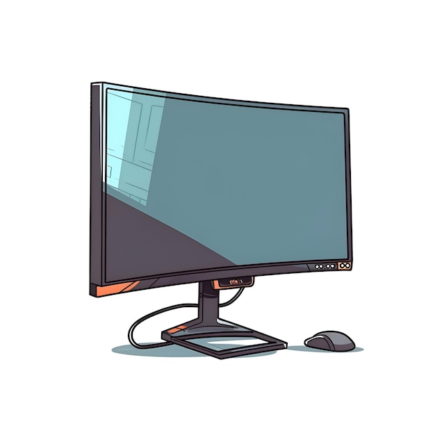 Photo Écran d'ordinateur avec illustration clavier et souris sur fond blanc