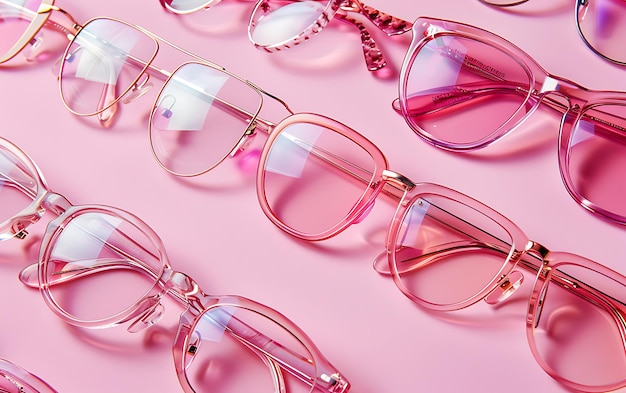 un écran rose de lunettes avec un fond rose et un ruban rose