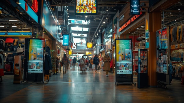 Un écran tactile LCD moderne dans un centre commercial