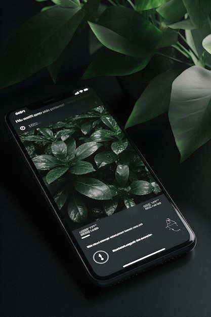 Un écran de téléphone avec une plante dessus qui dit le mot vivre dessus