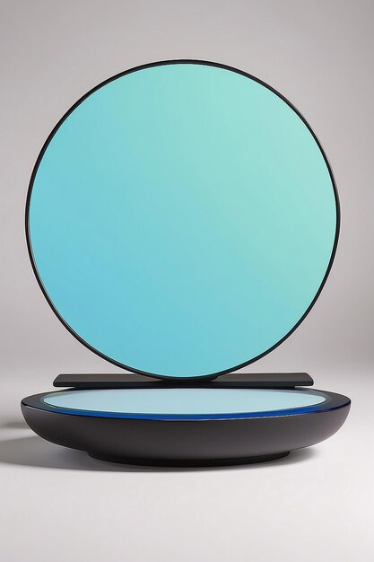 Un écran de télévision avec un cercle bleu et vert en bas