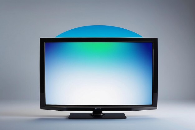 Un écran de télévision avec un cercle bleu et vert en bas