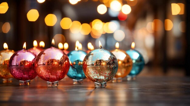 Photo un écran vibrant des ballons multicolores sur le sol dans des décorations flouer l'arrière-plan