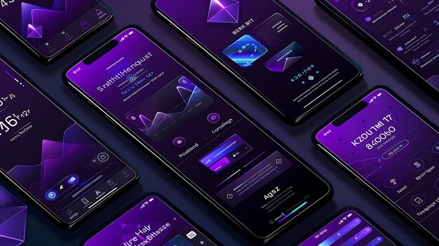 Photo un écran violet de téléphones portables avec le mot 