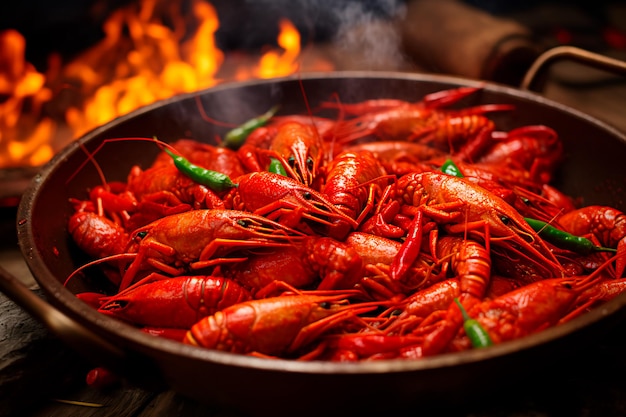 Écrevisses bouillies Fruits de mer Plat de fruits de mer généré par l'IA