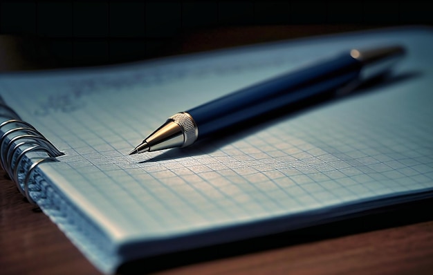 Écrire une note avec un stylo dans le bloc-notes bleu