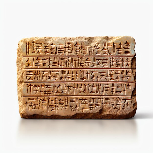 Photo Écriture cunéiforme sur une illustration de tablette d'argile