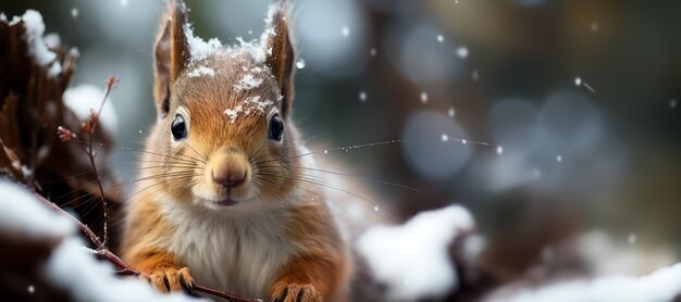 Photo Écureuil dans la forêt d'hiver ia générative