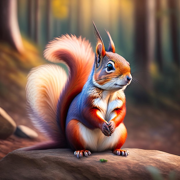 L'écureuil exprime ses émotions portrait d'un écureuil roux sauvage Émotions de la faune