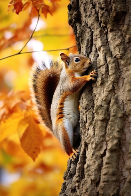 un écureuil grimpant à un arbre