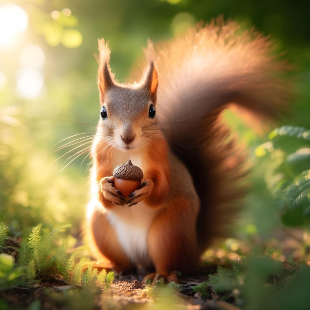 Un écureuil mignon mangeant des noix