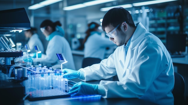 Photo Éditer l'avenir du généticien peaufine l'adn dans un laboratoire de haute technologie