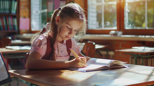 l'éducation et le concept de l'école petite étudiante étudiant à l'école