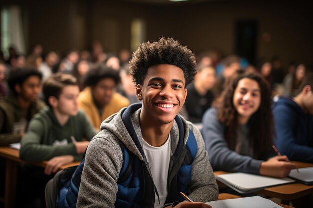 Éducation habilitée - Étudiant noir confiant