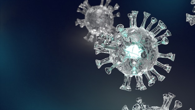 Effacer le virus sur fond noir pour le rendu 3D du contenu du coronavirus