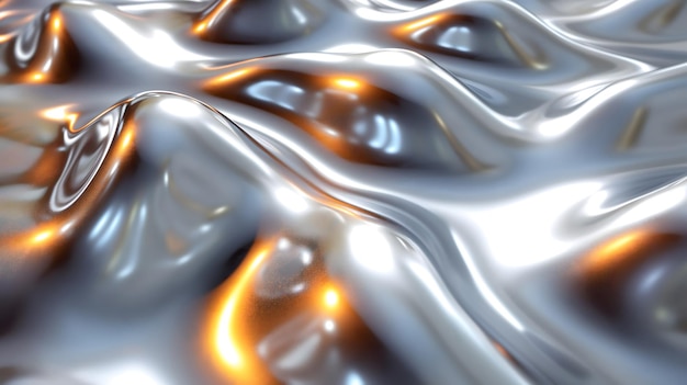 Effet chrome abstrait fond gros plan d'une surface métallique liquide réfléchissante
