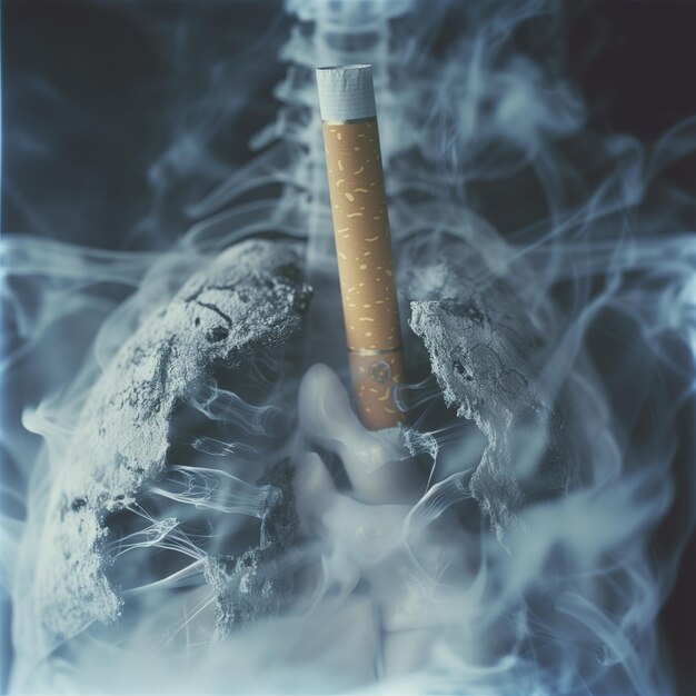 Photo l'effet des cigarettes sur la santé des poumons humains