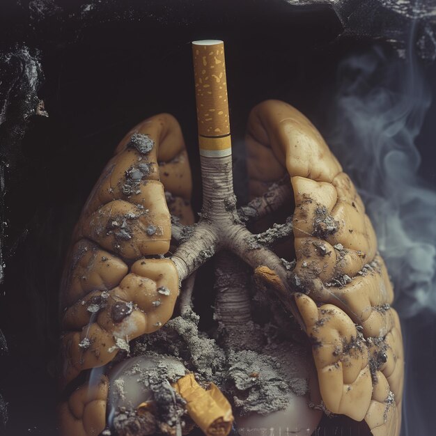 Photo l'effet des cigarettes sur la santé des poumons humains