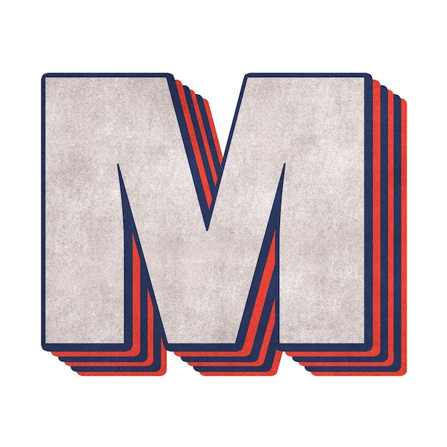 Effet en couches de l'alphabet M typographie png
