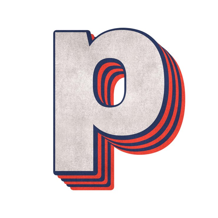 Photo effet en couches de l'alphabet p png typographie