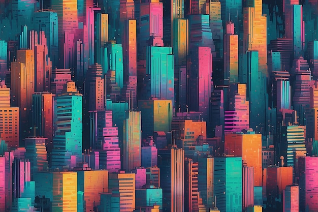 Effet de défaut multicolore modèle de paysage urbain texturé