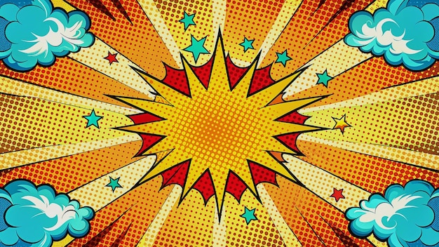 Effet d'explosion arrière-plan de style comique avec espace de copie