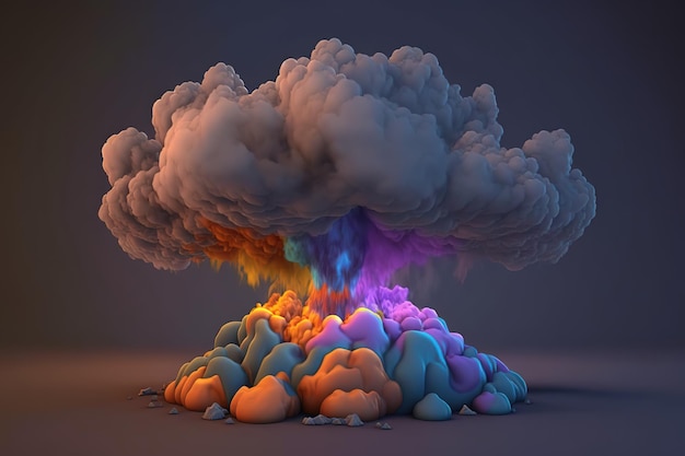 Effet d'explosion de bombe de jeu d'explosion magique avec des nuages colorés Gaz cumulus de fumée isolé