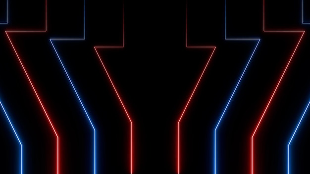 effet fond bleu et rouge néons sur fond sombre abstrait avec géométrique