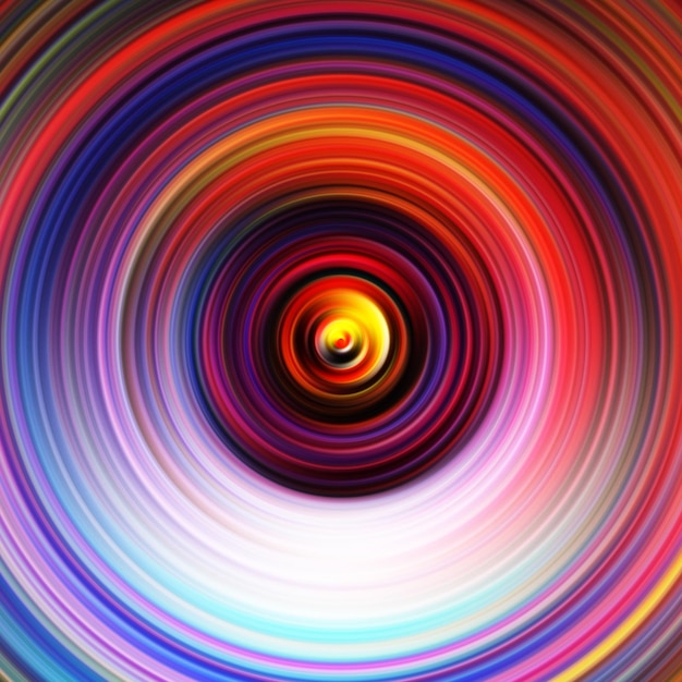 Effet de mouvement radial coloré Arrière-plan arrondi abstrait Curves de couleur et sphère Anneaux et cercles de gradient multicolore Papier peint Arrière-plans et bannières à texture colorée