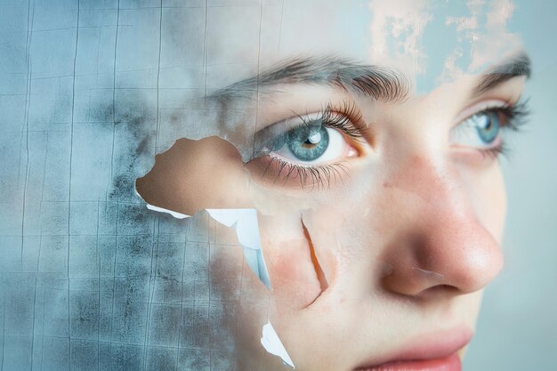 Effet photo peeling artistique sur les yeux de la femme