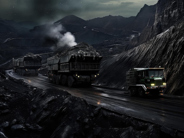 Efficacité minière Un gros camion minier navigue dans l'usine de préparation du charbon pour un transport efficace du charbon
