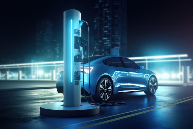 L'efficacité rencontre l'élégance Rendu 3D d'une voiture électrique futuriste Une vision des routes de demain